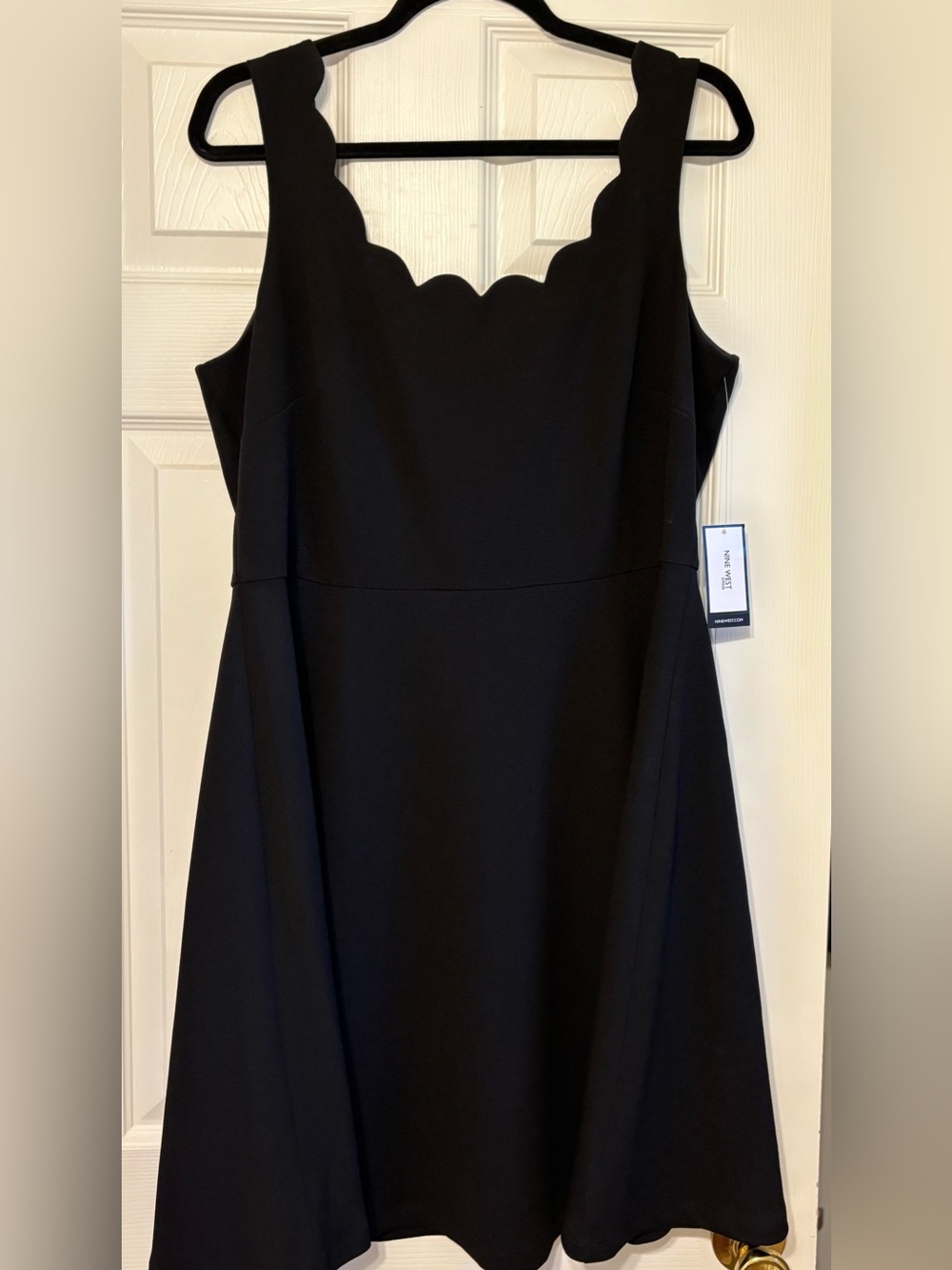 NEW Nine West Black Scallop-Neck A-Line Dress Plus Size size 14